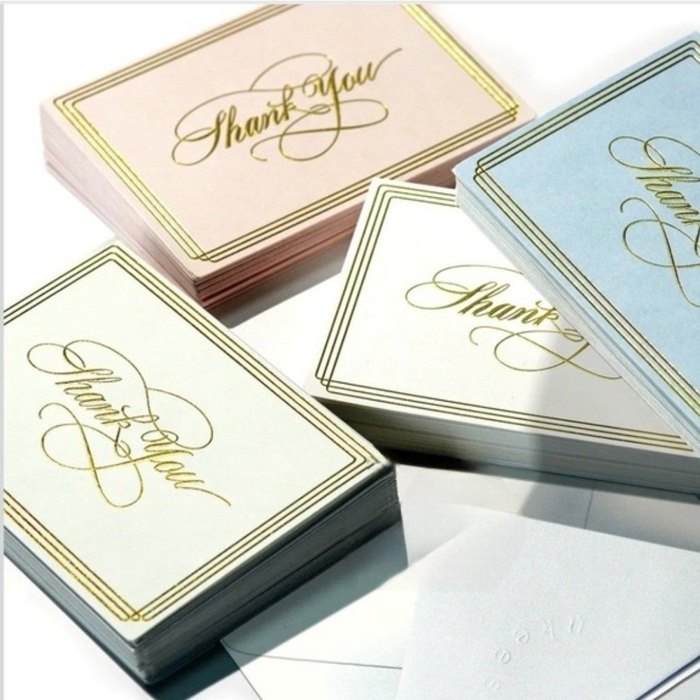 100 Gold Foil Thank You Cards with Envelopes Bulk Set 3.5x5